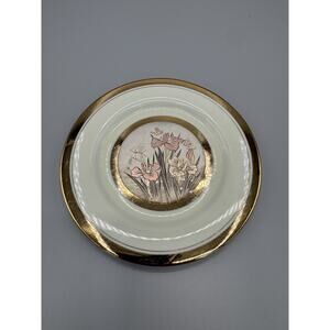 Vintage Japan Art of Chokin Humming Birds W/ Flowers Small 6.25” Plate Gold Trim